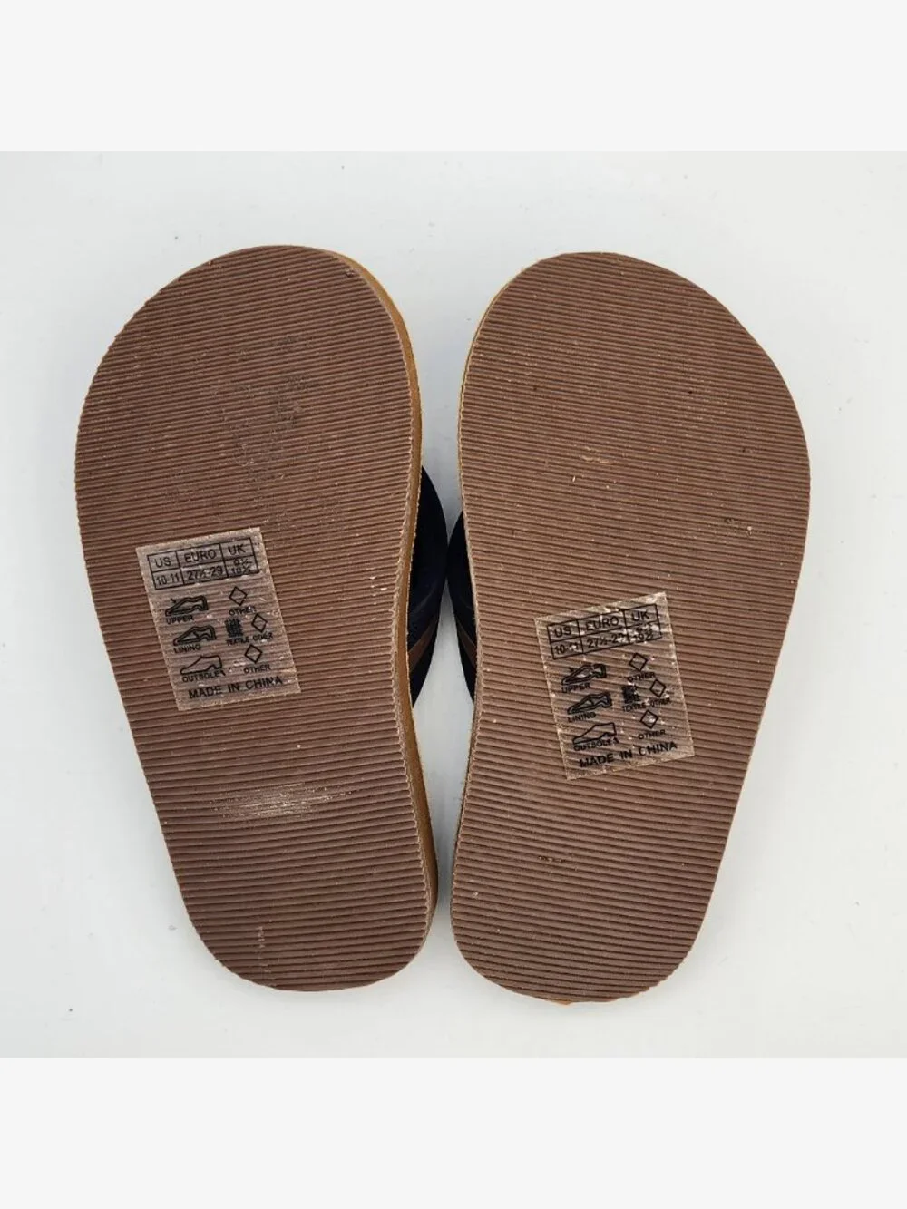 Brown/Navy Stripe Flip Flops | Kid's 10-11